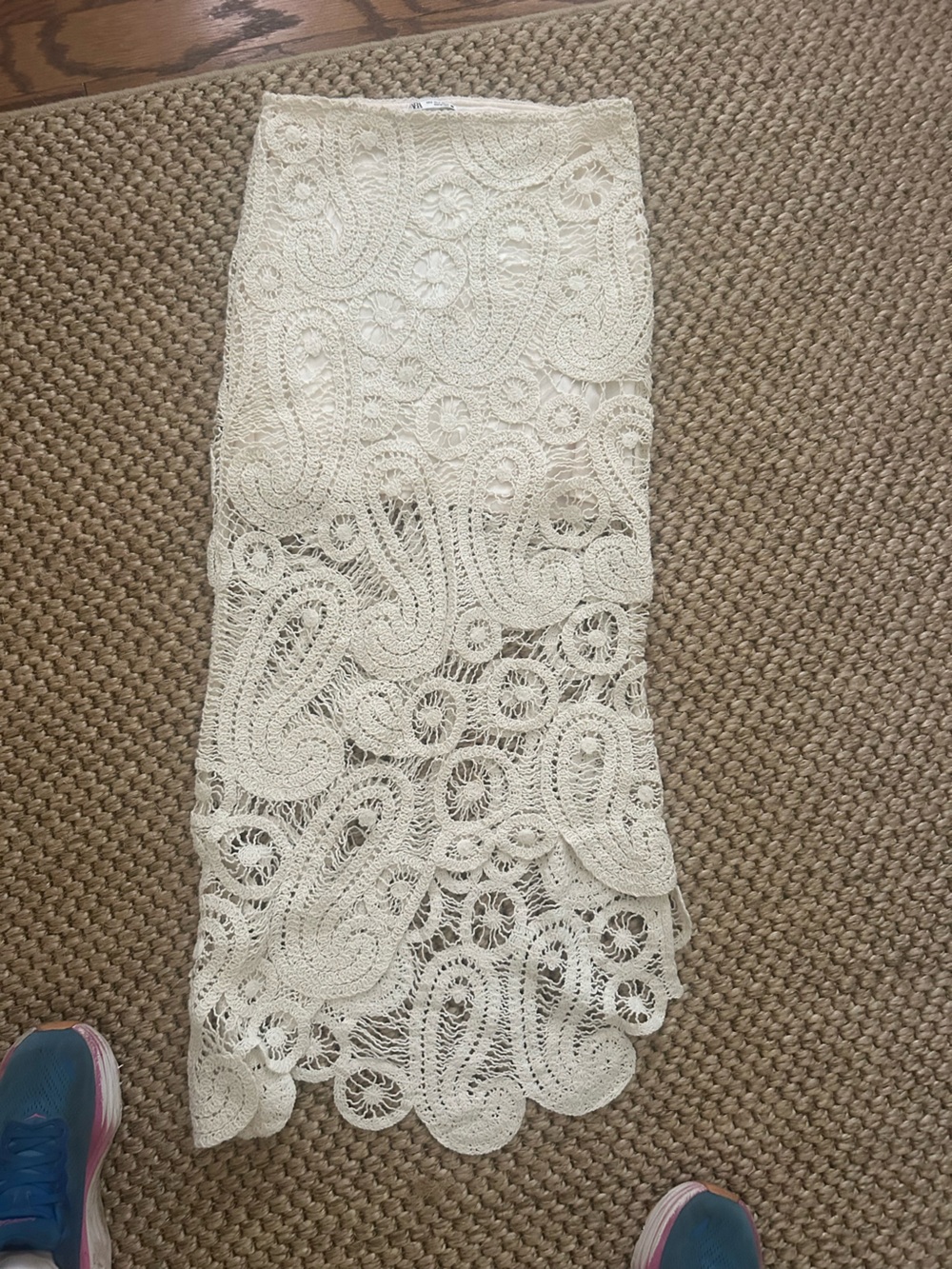 Zara Cream Crochet Lace Panel Blouse